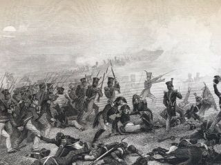 1860 Antique History Print Battle Of Lundy 