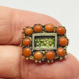 Antique Georgian Gold Cased Natural Coral Mourning Brooch