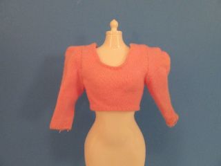Vintage Barbie Doll Clothes - Pink Crop Top 3/4 Length Low Back - Plastic Snap