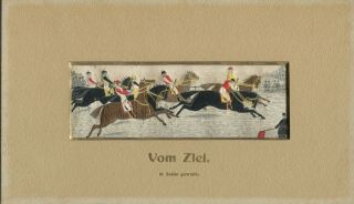 1890s Stevengraph Silk Woven Picture " Vom Zeil " (the Start) Horse Racing