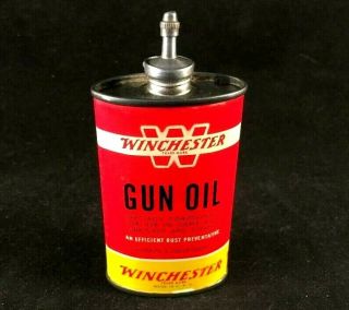 Vintage Winchester W Gun Oil Lead Top Handy Oiler Rare Old Advertising Tin Can
