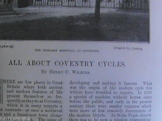 Coventry Cycles Bicycle Cycling Bike Rare Victorian Antique Photo Article 1895