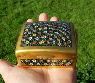 Antique Chinese Or Japanese Gilt Bronze Cloisonne Box With Flowers