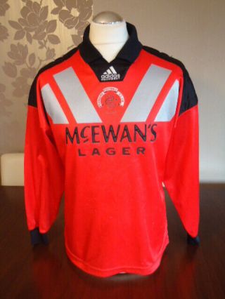 Rangers 1993 Adidas Red Goalkeeper Shirt Medium Adults Rare Old Vintage
