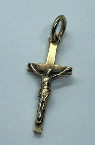 Vintage Antique 9ct 375 9k Solid Gold Religious Crucifix Cross Pendant