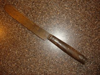 Vintage Antique Primitive Civil War Era Knife Pewter Inlay Wood Handle