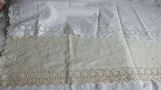 Vintage Fabric White Cotton Lawn Floral Embroidery Vintage Wedding Dolls 37 