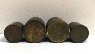 4 Antique Brass Bronze Scale Weights 1lb & 8 oz 3