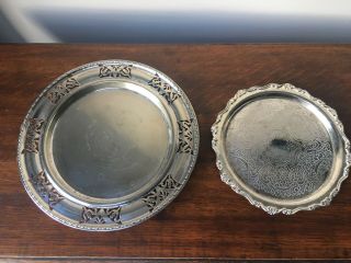 2 Vintage Silver Plated Salvers / Waiters Diameter - 10 " And 7.  5 " Diameter