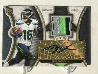 2015 Topps Supreme Rc Tyler Lockett 3 Color Rare Patch Seahawks 19/55 Rpa Auto