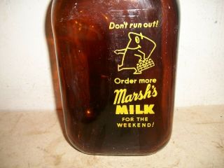 Rare Brown Glass Marsh Dairy Fairfield Connecticut Ct Half Gallon Milk Bottle