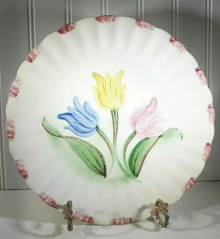 Vintage Southern Potteries Blue Ridge " Tulips " Luncheon Plate 9.  5 " Rare