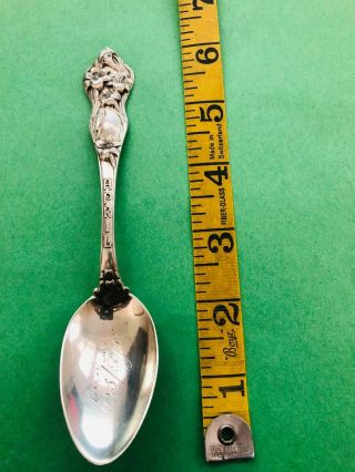 Antique Sterling Silver Spoon April Floral Theme Inscribed " Espejo " Watson 28g