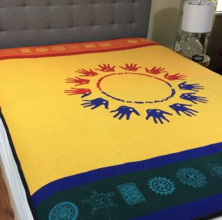 Pendleton SUN SIGNS Wool Blanket 64x80 Reversible 2 - Sided Rare 3