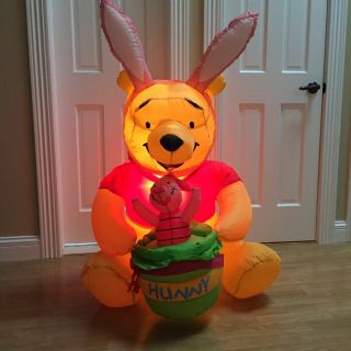 Disney Winnie The Pooh Airblown Inflatable Light Up 4 Feet Tall Rare Collectible