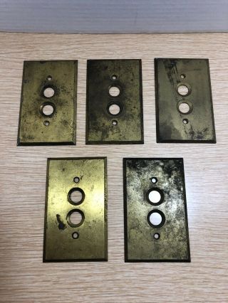 5 Reclaimed Vintage Brass Single Gang Push Button Wall Light Switch Plate Cover