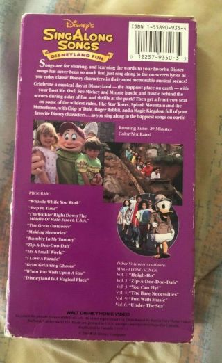 Disneys Sing Along Songs Volume Seven 7 Disneyland Fun VHS RARE 3