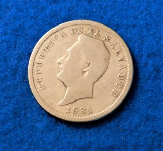 1921 El Salvador 10 Centimes - Rare Old Coin -