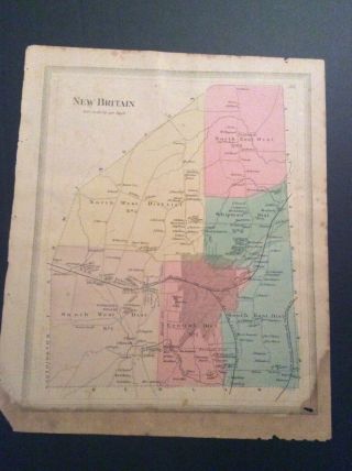 Map Of Britain,  Connecticut From 1869 Baker & Tilden Hartford County Atlas.