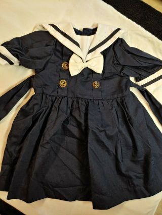 1999 My Twinn Authentic 14 " Navy Blue Sailor Dress For 23 " Doll Vintage