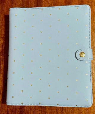Kikki K Large Planner A5 Leather Pale Blue Gold Spots Like - Ltd Ed.  Rare