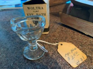 Woltra Flint Glass Eye Bath Vintage With Box And Label From Pharmacy