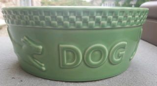 Longaberger Pottery Mulligan Rare Green Dog Water Food Dish Bowl Usa Looks