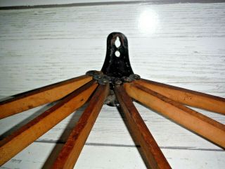 Vintage Antique Primitive Wooden 6 Arm Wall Mount Drying Rack Laundry Clothes 3