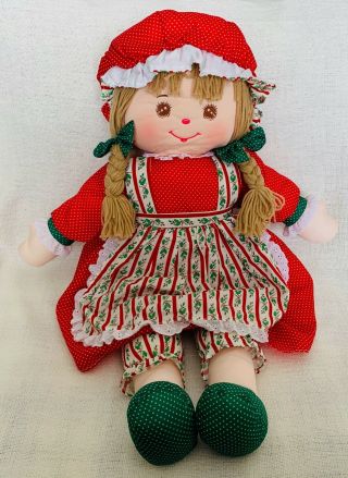 Vintage Well - Made 1993 Holly Dolly Mine Red 27 " Christmas Nylon Plush Doll