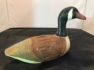 Vintage Small Wooden Hand Carved Goose Decoy 6.  5x9 Inch Very Cool Wood Grain