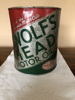 Rare One Gallon Wolf’s Head Oil Can - Never Opened