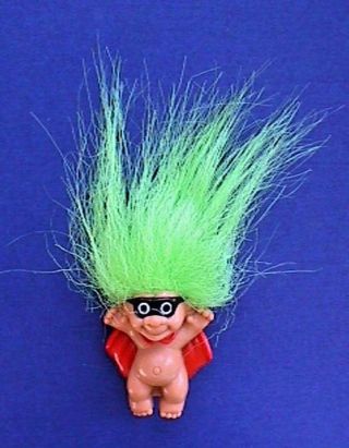Russ Pin Halloween Vintage Troll Doll Orange Cape Green Hair Holiday Brooch