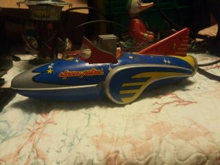 1/5rare Vintage 1960 Tin Friction Powered Mf - 742 Space Natural Space Ship Metal