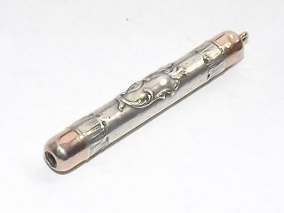 Antique 19 Century Continental Solid Silver & Gilt Propelling Pencil C1880