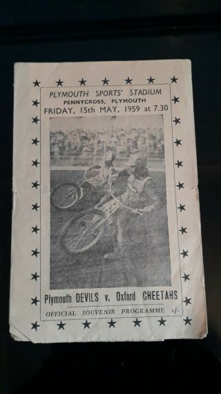 Rare Season Plymouth V Oxford 15th May 1959 Speedway Programme