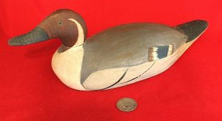 Antique Wooden Wood Hand Carved Painted Duck Decoy Signed Dwd