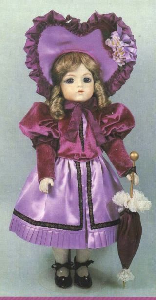19 " Antique French Bru Jne 13 Doll Dress Heart Brim Hat Parasol Pattern German