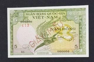 South Vietnam 5 Dong Specimen Banknote,  Unc/ Rare.
