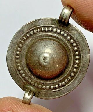 Very Rare Roman Military Silver Shield Pendant Ca 200 - 300 Ad 3.  5gr 36.  0mm
