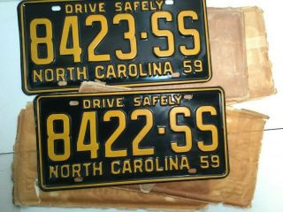 Vintage 1959 North Carolina Truck License Plate Tags In Rare