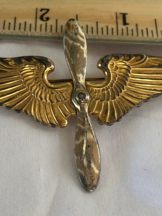 Vintage Sterling Silver and Gold Filled Truart Wing and Propeller Pilot Pin 3