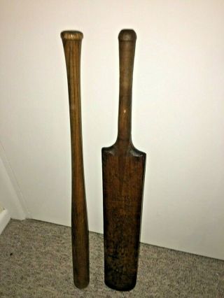 Antique Vintage Man Cave Decor Spalding Leaguer Bat & Rapid Driver Cricket Bat