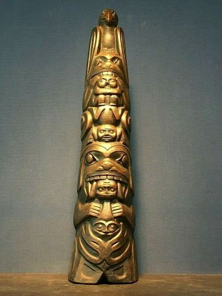 Vintage North West Coast Totem - Native Indians Carving Resin Cast Cool Rare Art