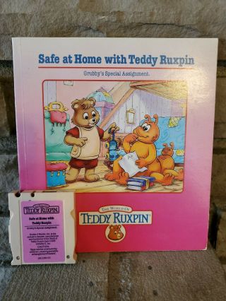 Vintage Teddy Ruxpin - Safe At Home With Teddy Ruxpin - Book And Cartridge