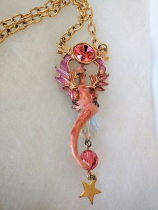 VINTAGE RARE RETIRED KIRKS FOLLY FIRE ELEMENT DRAGON NECKLACE GOLD TONED 2