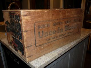 Antique National Biscuit Company Wood Crate Box Uneeda Nabisco North