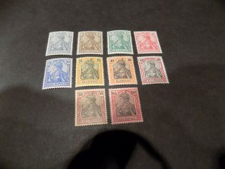 1899 Very Rare Set Of 10 Germania Reichpost Stamps Never Hinged