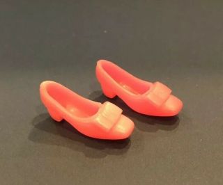 Vintage 1960s Barbie Coral Pink Squishy Bow Shoes Heels Japan