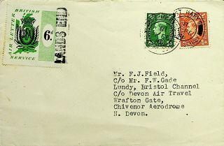 Gb 1951 Lundy Airpost Scilly Isles Rare Flown Cover W/ Label - N44365