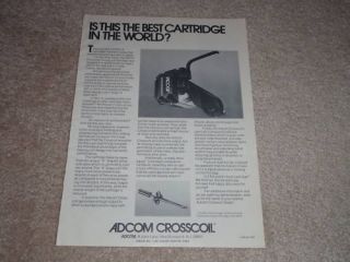 Adcom Crosscoil Cartridge Ad,  1979,  Article,  Info,  Rare